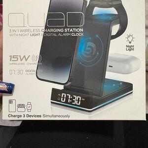 3-in-1 Wireless Charging Station with Alarm Clock and Night Light